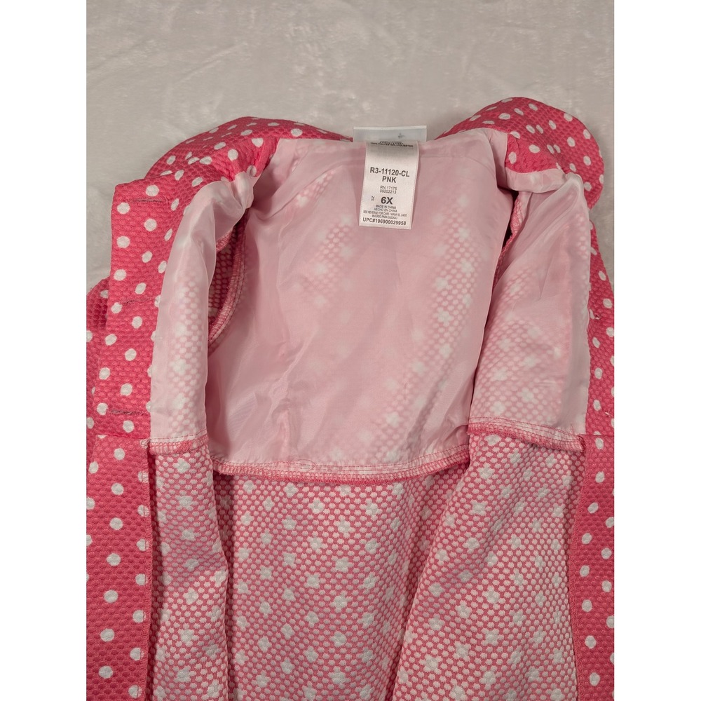 Bonnie Jean Girls Pink Polka Dot Ruffle Dress Coat 6X Spring Summer Lightweight - Picture 3 of 7